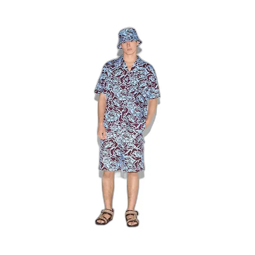 Printed Cotton Gabardine Shorts