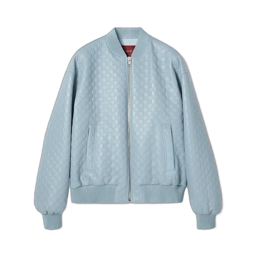 Embossed Gg Leather Bomber Jacket