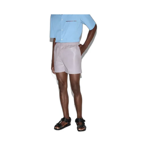 Embossed Soft Nappa Leather Shorts