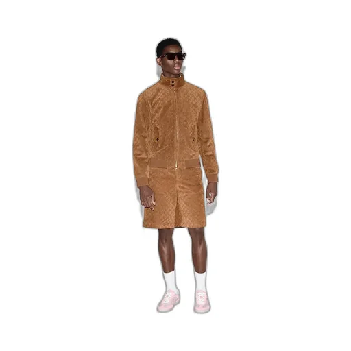 Embossed Gg Suede Bomber Jacket
