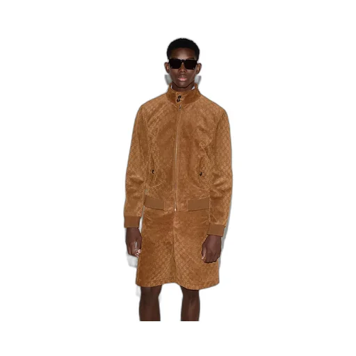 Embossed Gg Suede Bomber Jacket