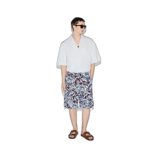 Printed Cotton Gabardine Shorts