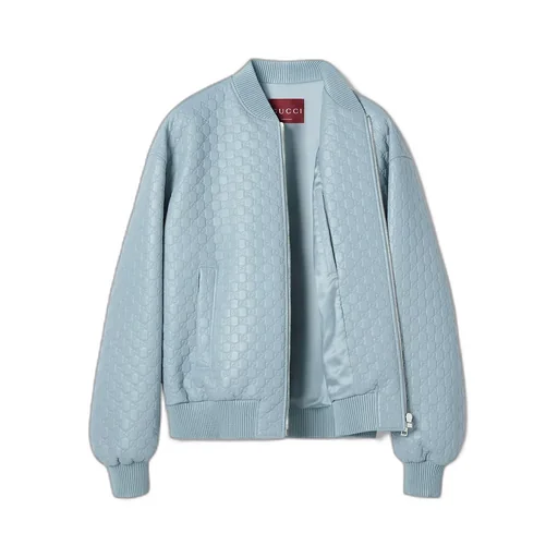 Embossed Gg Leather Bomber Jacket