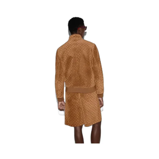 Embossed Gg Suede Bomber Jacket