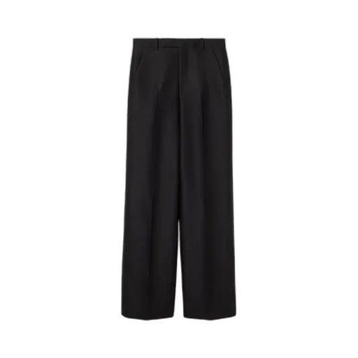 Wool Silk Gabardine Trouser With Embroidery