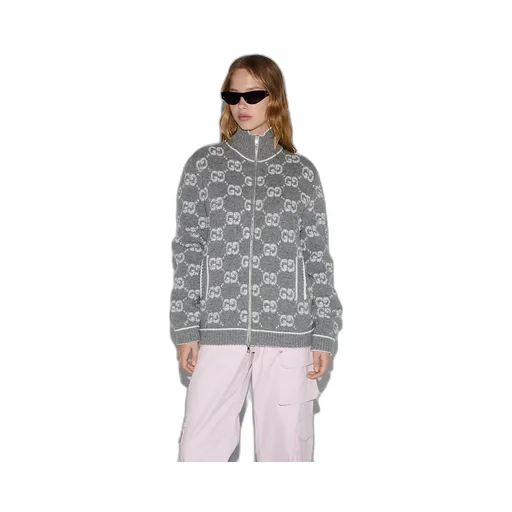 Gg Bouclé Stitch Jacquard Cardigan