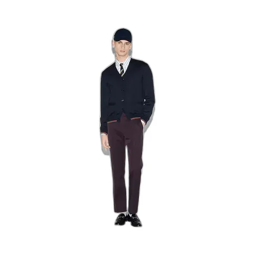 Wool Knit Cardigan With Web