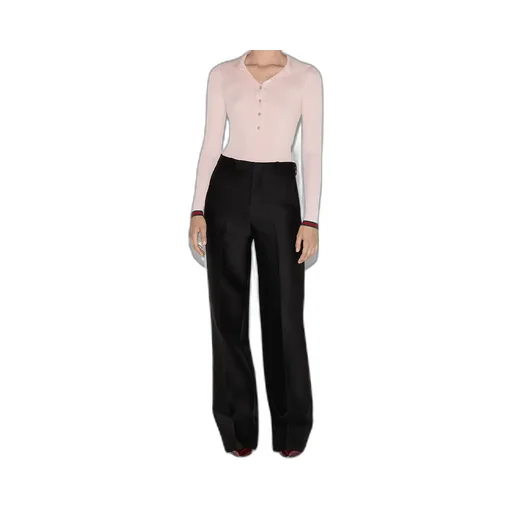 Wool Silk Gabardine Trouser With Embroidery