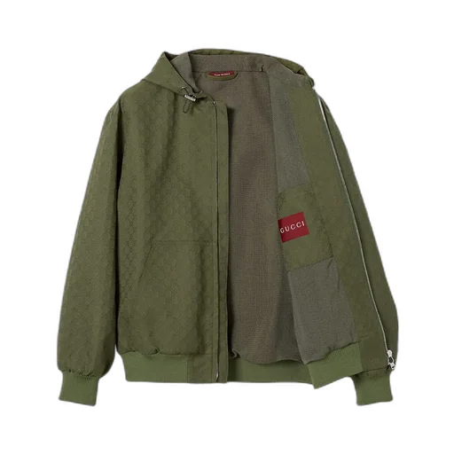 Gg Cotton Ripstop Hooded Jacket