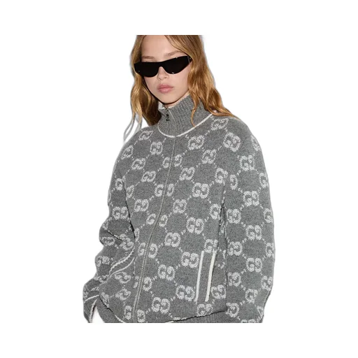 Gg Bouclé Stitch Jacquard Cardigan