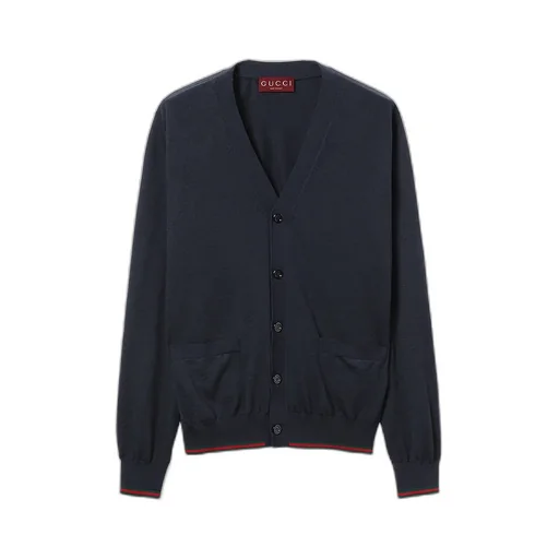 Wool Knit Cardigan With Web