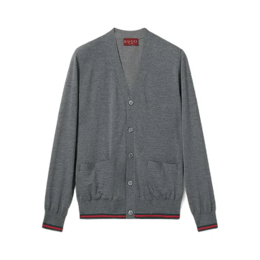 Wool Knit Cardigan With Web