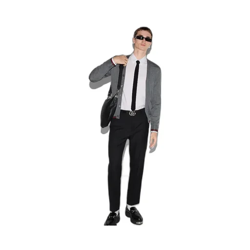 Wool Knit Cardigan With Web