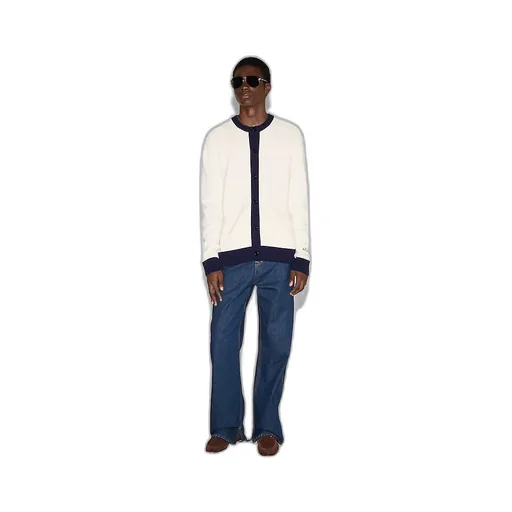 Cotton Cardigan With Intarsia