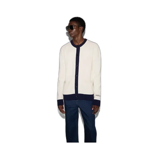 Cotton Cardigan With Intarsia