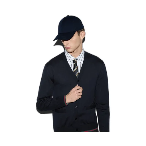 Wool Knit Cardigan With Web