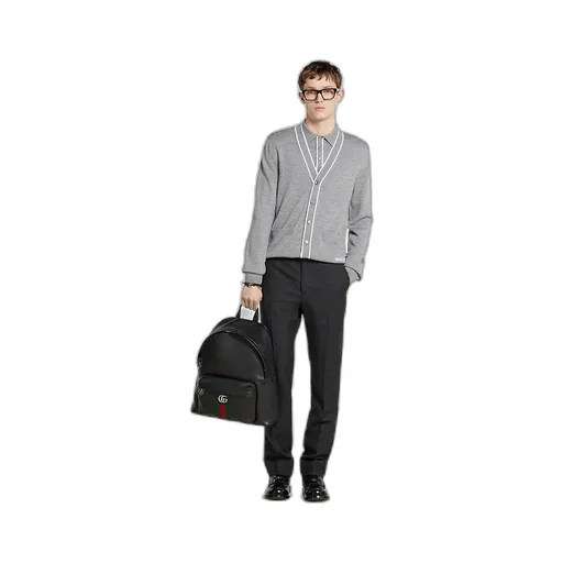 Houndstooth Wool Pant With Embroidery