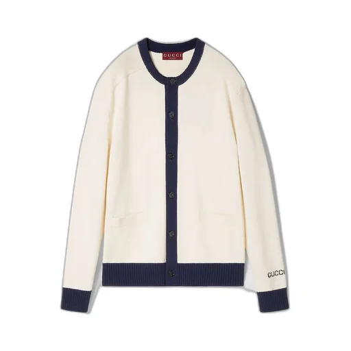 Cotton Cardigan With Intarsia