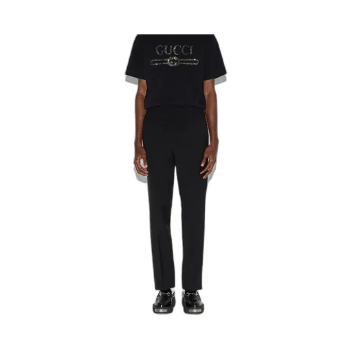 Embroidered Wool Gabardine Trouser