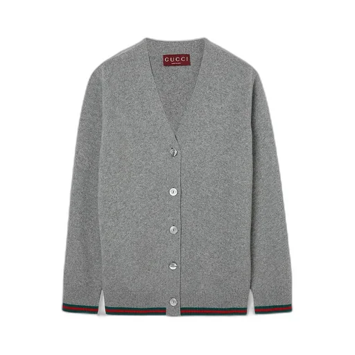 Wool And Cashmere Cardigan With Web