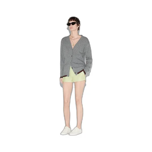 Wool And Cashmere Cardigan With Web