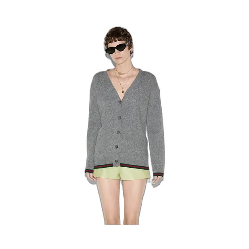 Wool And Cashmere Cardigan With Web