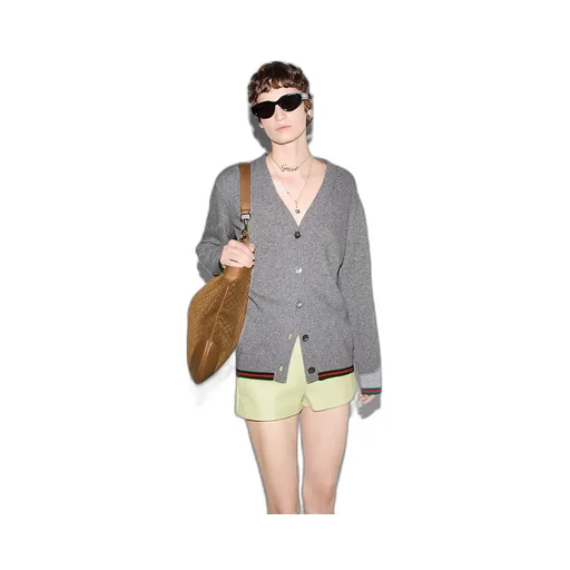 Wool And Cashmere Cardigan With Web