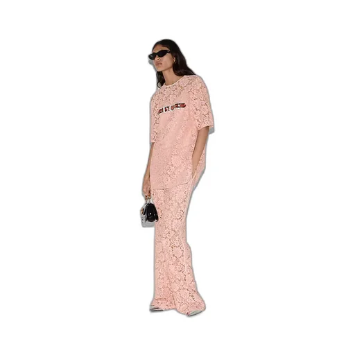 Floral Lace Trousers With Gucci Script