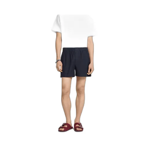 Oxford Cotton Shorts With Embroidery