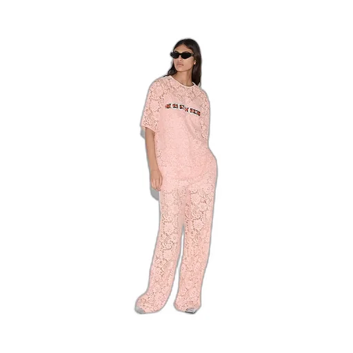 Floral Lace Trousers With Gucci Script