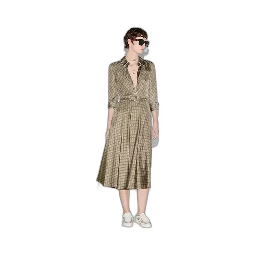 Gg Silk Twill Dress