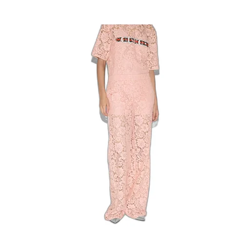 Floral Lace Trousers With Gucci Script