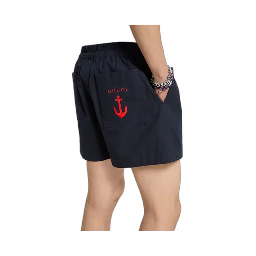 Oxford Cotton Shorts With Embroidery