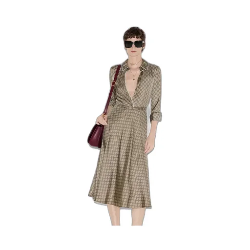 Gg Silk Twill Dress