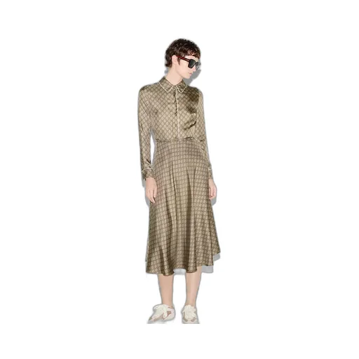 Gg Silk Twill Dress