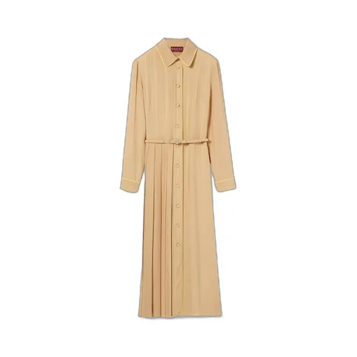 Chain And Belt Silk Jacquard Dress
