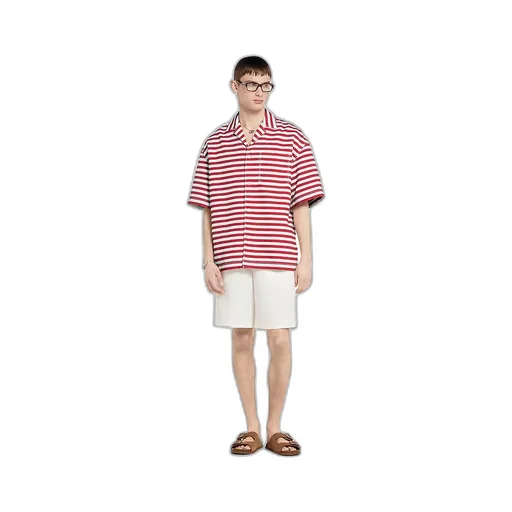 Linen Shorts With Embossed Logo