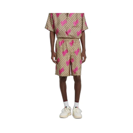 Printed Silk Twill Shorts