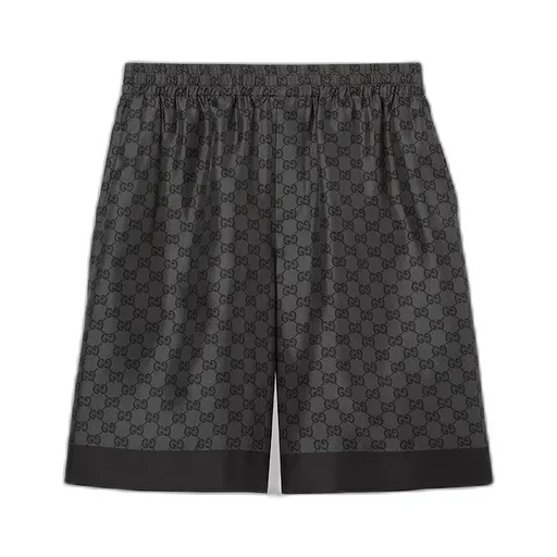 Printed Silk Twill Shorts