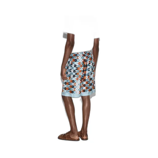 Printed Silk Twill Shorts