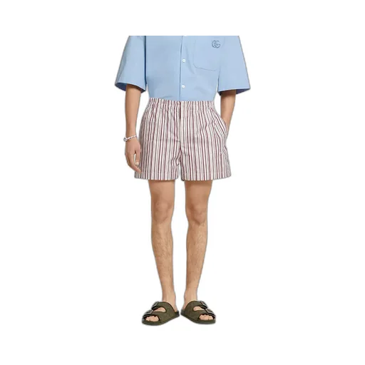 Striped Cotton Shorts With Embroidery