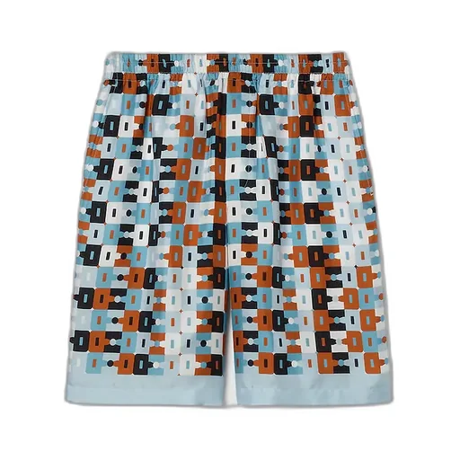 Printed Silk Twill Shorts