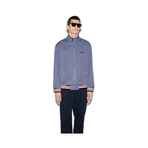 Gingham Cotton Jacket With Embroidery