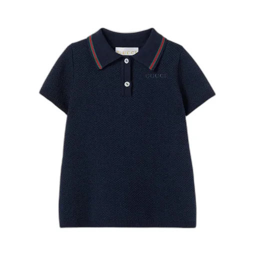 Baby Cotton Polo Dress With Embroidery
