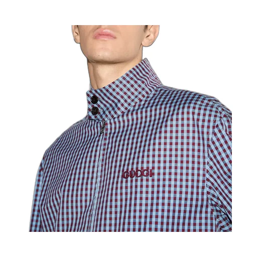 Gingham Cotton Jacket With Embroidery