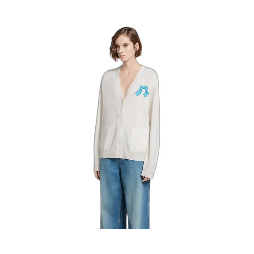 Extra Fine Wool Cardigan With Patch