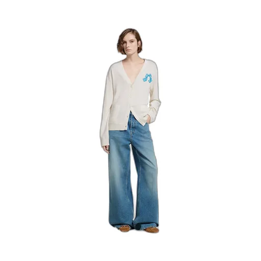 Extra Fine Wool Cardigan With Patch