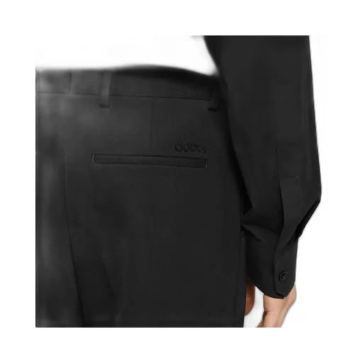 Wool Gabardine Pant With Embroidery