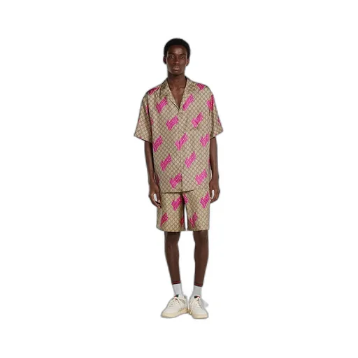 Printed Silk Twill Bowling Shirt