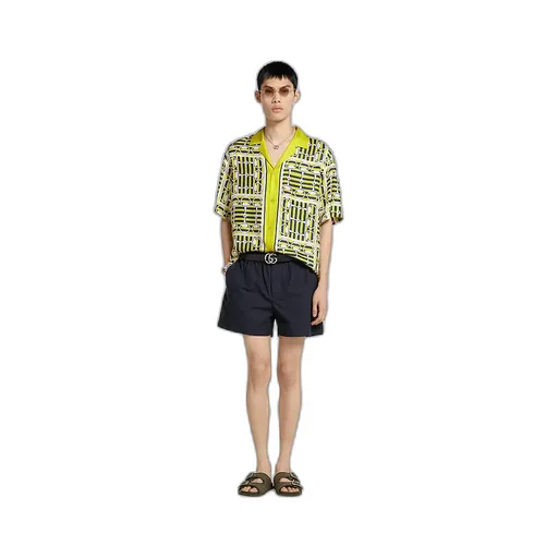 Printed Silk Twill Bowling Shirt